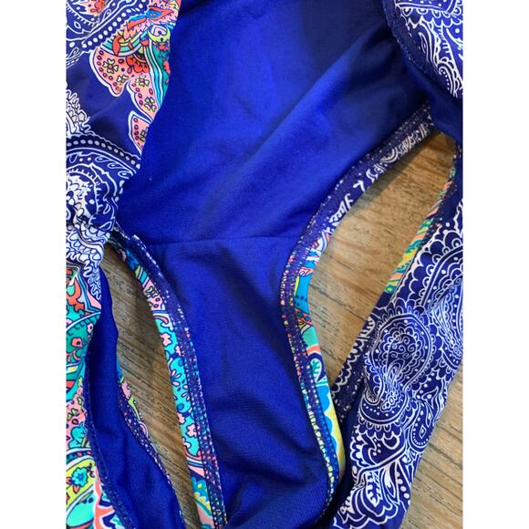 Kenneth Cole 2 piece paisley ruffle tankini S/M - Picture 4 of 8